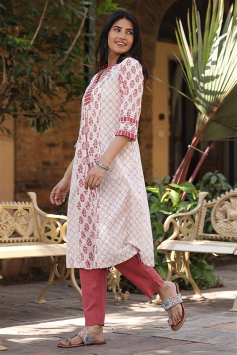 Aman White Block Printed Kurta