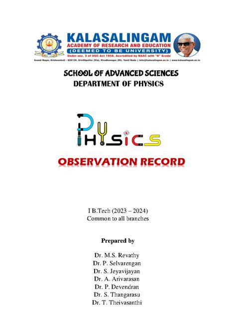 Physics Observation Record for Academic Year 2023-24 (I B) - Studocu