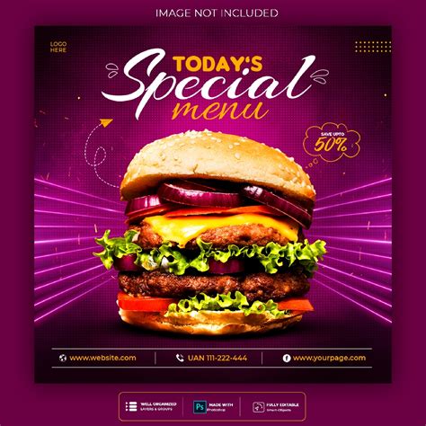 MS Internal Graphic Directory - Food social media post templare purple ...