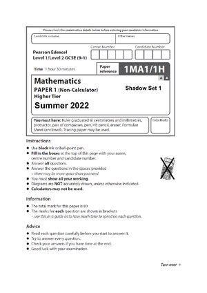 Image result for GCSE Maths Paper 1 Edexcel Higher
