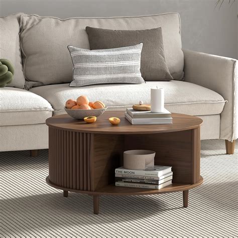 Custom Round Coffee Table with Hidden Storage - MAXWELL