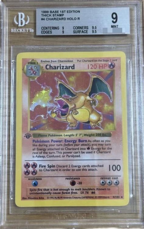 BGS 9 #4 Charizard Holo R 1999 Pokemon Card Tcg 1ST EDITION Shadowless ...