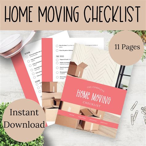 Printable House Move Checklist Home Moving Cleaning Checklist Printable ...