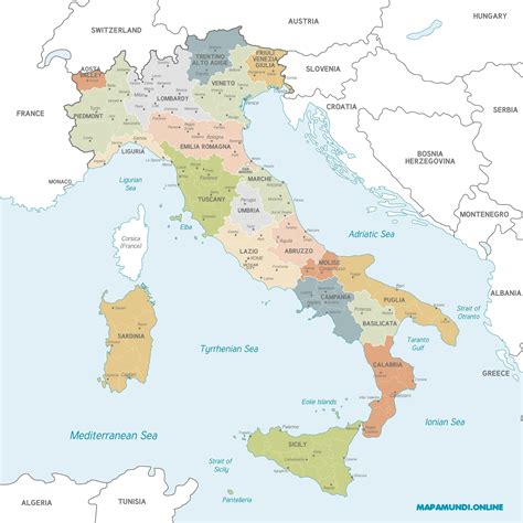 ⊛ Mapa de Italia 🥇 Político & Físico Grande Para Imprimir · 2024