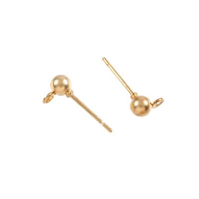 Buy in Bulk - 12 Pack: Gold Earring Post Ball Tops, 4mm by Bead Landing ...