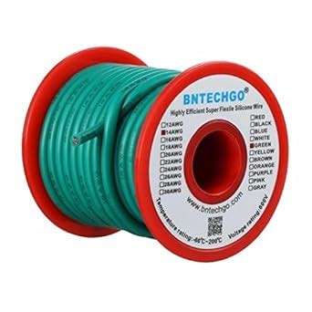 BNTECHGO 14 Gauge Silicone Wire Spool 25 ft Green Flexible 14 AWG ...