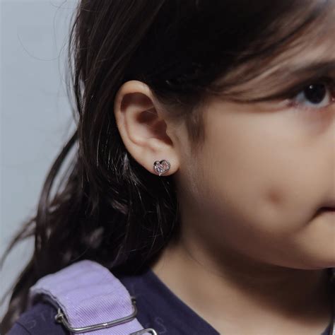 925 Sterling Silver Crystal Heartbeat Studs for Baby | Tassya Silver ...