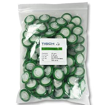 Tisch Brand SF16003 Nylon Syringe Filter, 0.45um, 33mm, 1/pk/100 per ...