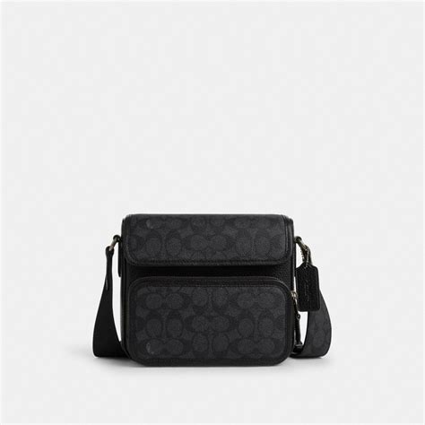Coach Sullivan Flap Crossbody Bag In Signature Canvas Gunmetal Charcoa