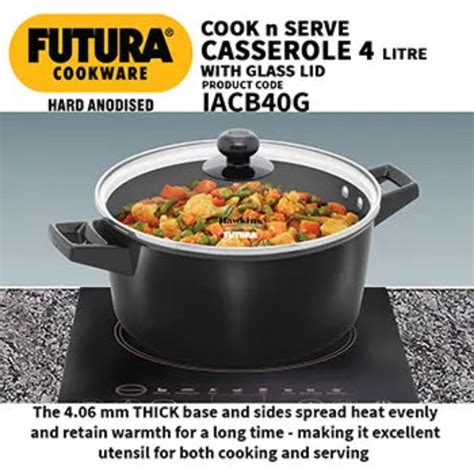 Futura By Hawkins Induction Cook n Serve Casserole 4 Litre with Glass ...