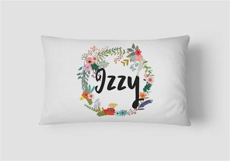 In Stock - Izzy Floral Wreath White Name Cushion - Lauren Skye Studio Homewares