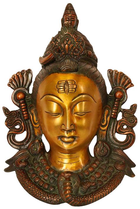Buy Idol Collections Lord Shiva Wall Hanging Mask, Brass Metal Wall ...