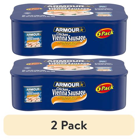 (2 pack) Armour Chicken Vienna Sausage, 4.6 oz Can, 6 Count Can ...