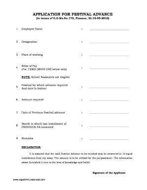 Festival Advance Form - Fill Online, Printable, Fillable, Blank | pdfFiller
