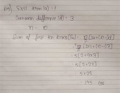 Find the sum of first ten terms of an ap whose first term is one and ...