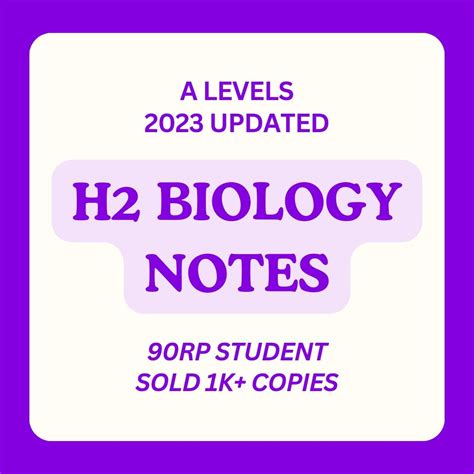 H2 Biology Notes (JC A Levels Bio Science Sci Practical RJC, NYJC, RI ...