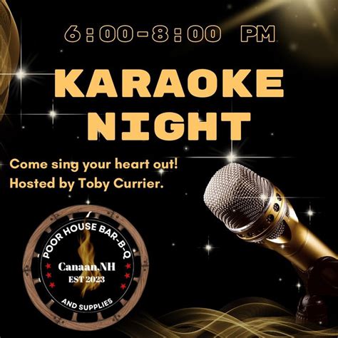 Karaoke Night at Poor House Bar-b-q, Poor House Bar-b-q, Canaan, 4 ...