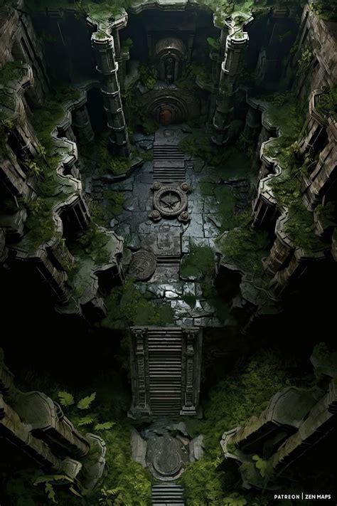 Fantasy World Map with Mossy Walls