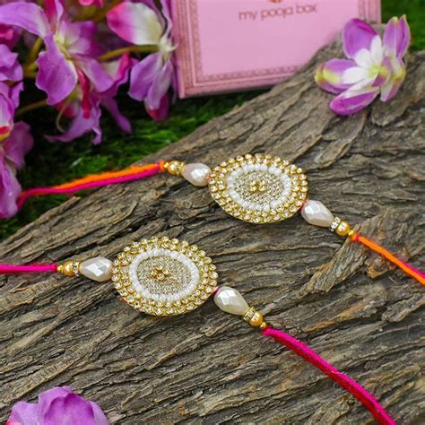 Buy Fancy Sparkle Round Rakhi Set of 2 Online in India - Mypoojabox.in