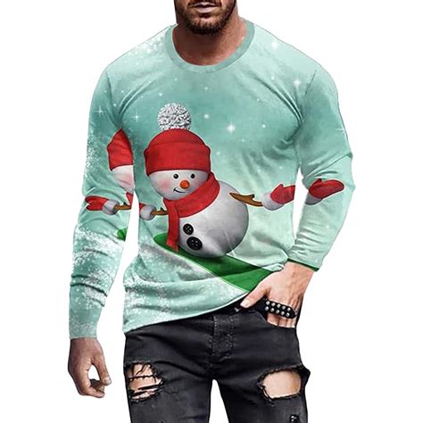 aDJFDGT T-Shirts for Men Graphic Cool Mens T Shirt Crew Neck Christmas ...