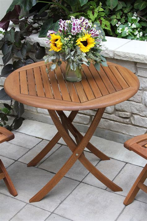 30" Eucalyptus Wood Bistro Table for Decks, Patios and Gardens