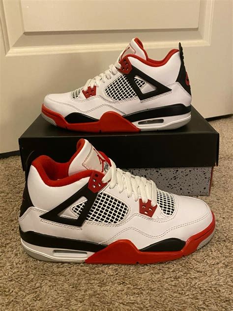 Nike Air Jordan 4 Retro Shoes Fire Red White Black Dc7770-160 Men's ...