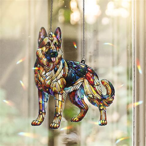 Lotusprinthandmade German Shepherd Dog Custom Shape Broken Glass ...