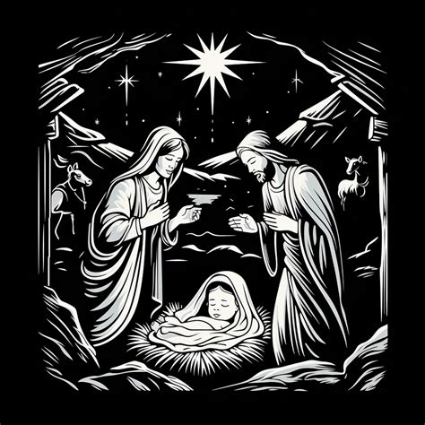 Nativity Scene Images Black And White at John Gooch blog