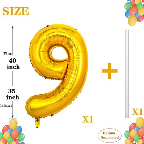 Snapklik.com : 40 Inch Gold Large Numbers Balloons 0-9, Giant Number 9 ...
