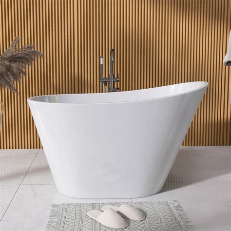 GETPRO Free Standing Tub 51" Deep Soaking Bath Tub, Oval Shape Acrylic ...