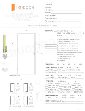 Replacement Door Worksheet - Blank Fillable Template | Fill Out, Print ...