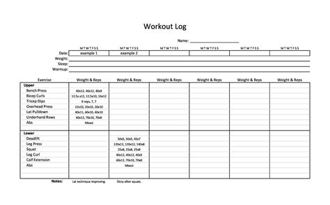 Exercise Template Excel 的图像结果