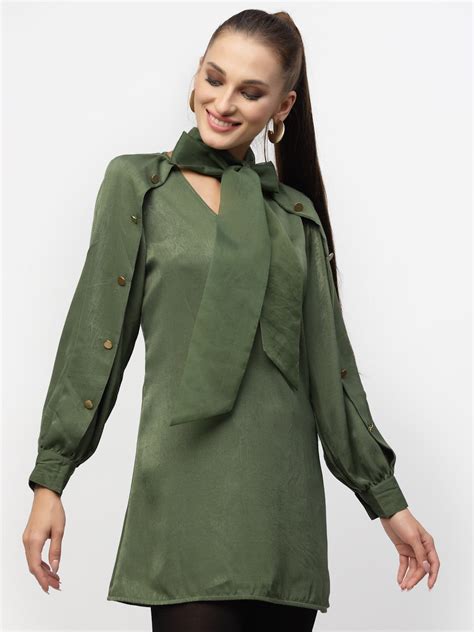 Green Tie Knot Long Tunic
