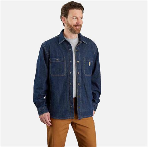 RELAXED FIT DENIM FLEECE LINED SNAP-FRONT SHIRT | Carhartt®