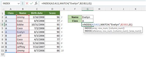 Index and Match Function in Excel 的图像结果