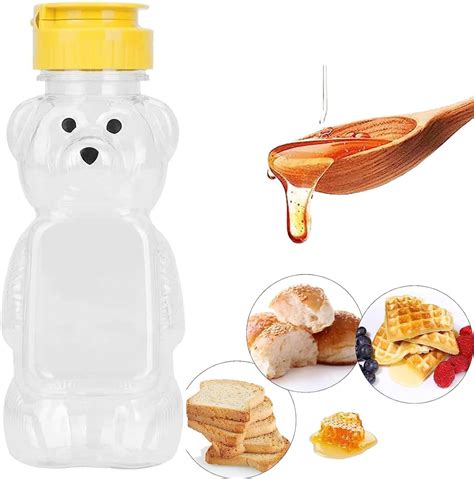 Amazon.com: 8 Oz Plastic Bear Honey Bottle Jars, Empty Honey Squeeze ...