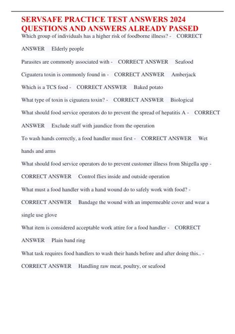 Image result for ServSafe Practice Test Answer Key