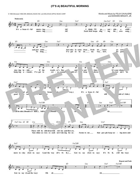 The Rascals - (It's A) Beautiful Morning sheet music