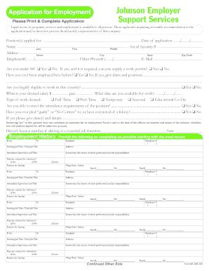 Application For Employment - Johnson Employer Support Services - Fill ...