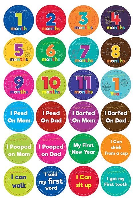 SVM CRAFT® Baby Milestone Stickers - Newborn to 12 Months, Neutral ...