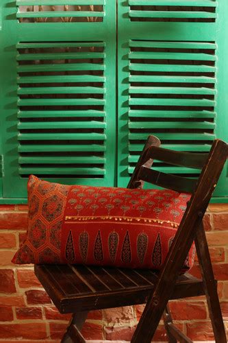 Ajrak Handcrafted Organic Cotton Cushion cover (12" x 24") | Vanchai