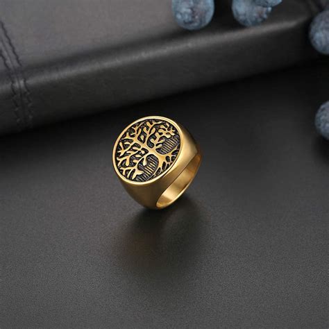 Buy Rofusn Women Men's Stainless Steel Tree of Life Ring, Religious ...
