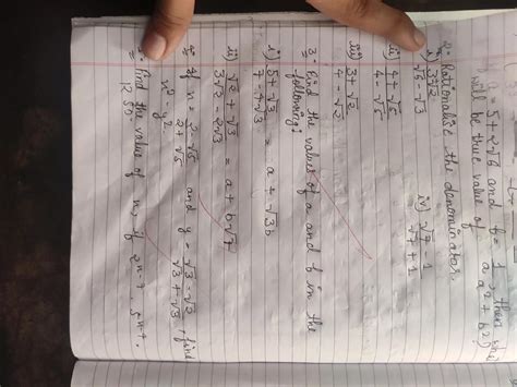 find the value of a and b 5 + root 3 upon 7 minus 4 root 3 is equal a ...