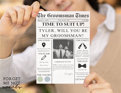 NEWSPAPER GROOMSMEN PROPOSAL Template Suit up Groomsman - Etsy