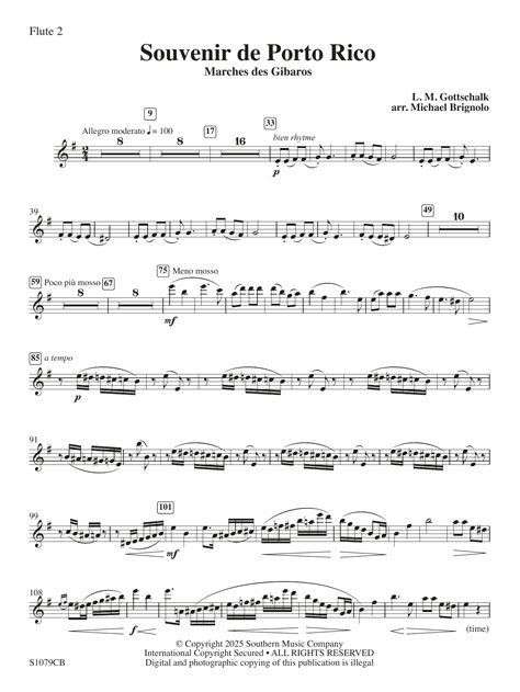 Souvenir de Porto Rico (arr. Michael Brignolo) - Flute 2 by Louis ...