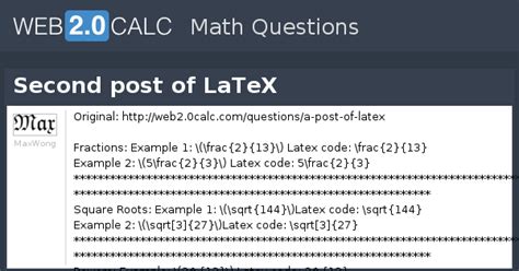 View question - Second post of LaTeX
