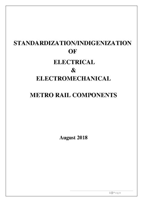 Standardization & Indigenization of Electrical & Electromechanical ...