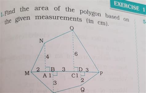 1. Find the area of the polygon based on the given measurements (in cm ...