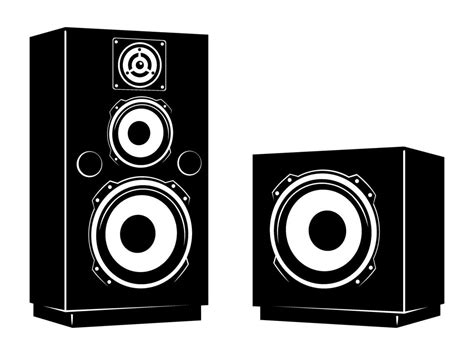Audio Speakers Silhouettes. Retro audio equipment. Vector clipart ...