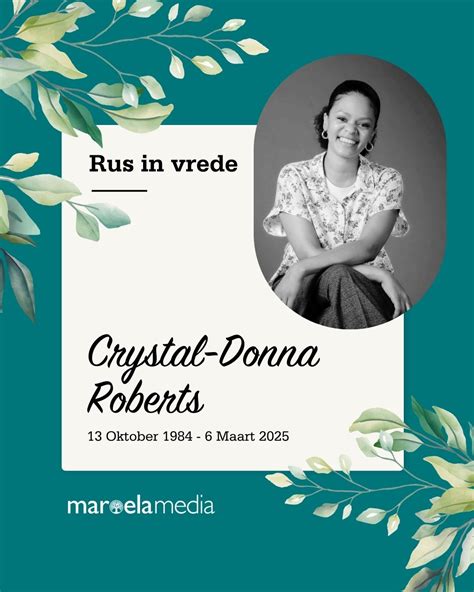 Maroela Media | ‘Skitterende ster’ Crystal-Donna Roberts sterf “Maar ...